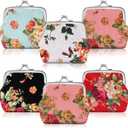 6 Pack Floral Canvas Small Coin Purse Mini Change Purse Coin Pouch Cash Wallet for Men Women Credit Card Lipstick(Fresh Color)