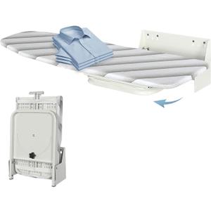 uyoyous Wall Mounted Ironing Board 37.4x11.8 inch Compact Folding Iron Board Wall Mount Space-Saving 180 Swivel Ironing Boards with Heat Resistant Cover for Home Laundry Room, Small Spaces