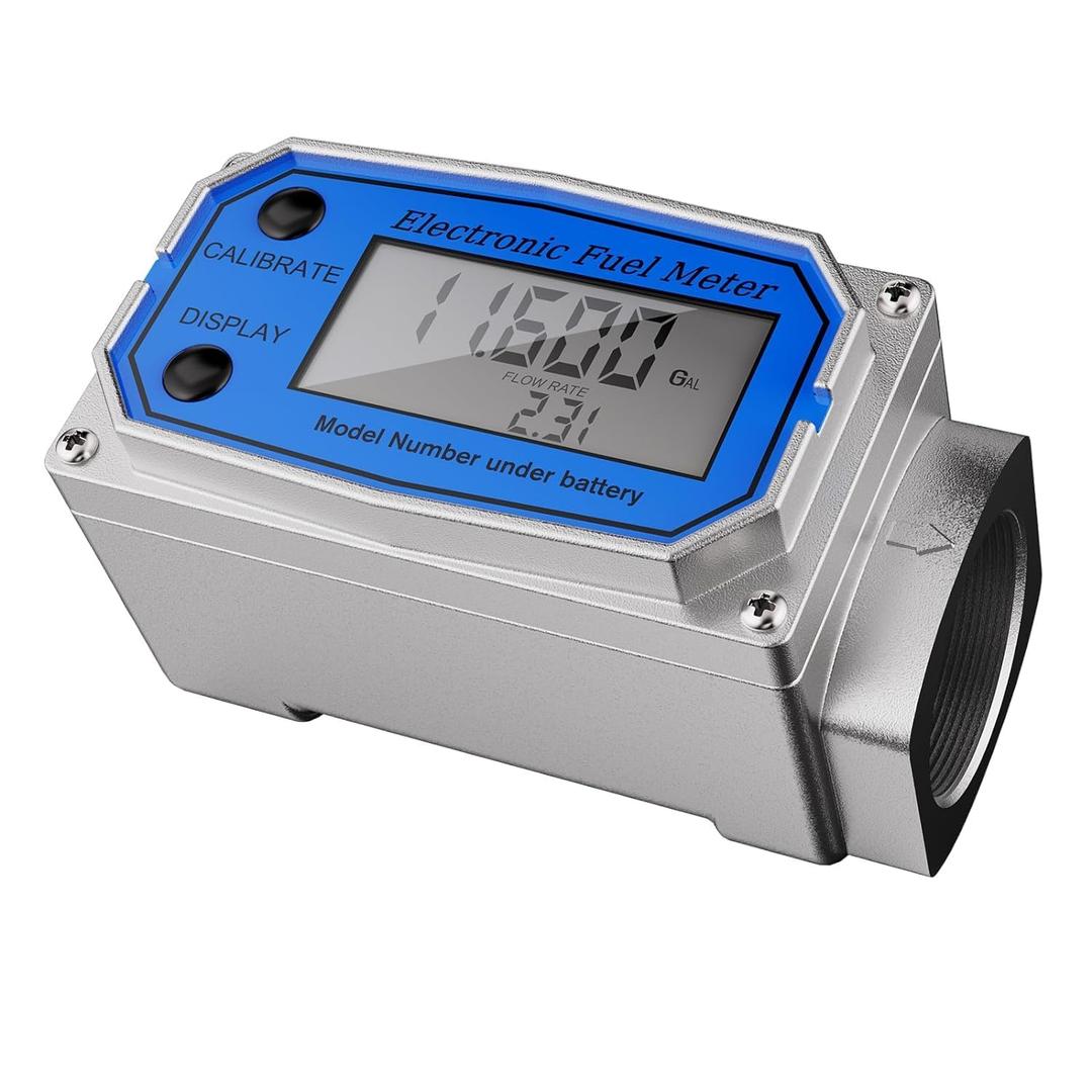 Flow Meter 3/4 Inche Digital Turbine Fuel Flowmeter Waterproof 2.5-31GPM Flow Rate for Water, Diesel, Gas Oil, Gasoline, Kerosene, Switchable Units: GAL(Gallons), QTS, PTS, L, m (3/4 inch) Flow Meter 3/4 Inche Digital Turbine Fuel Flowmeter Waterproof 2.5-31GPM Flow Rate for Water, Diesel, Gas Oil, Gasoline, Kerosene, Switchable Units: GAL(Gallons), QTS, PTS, L, m (3/4 inch)