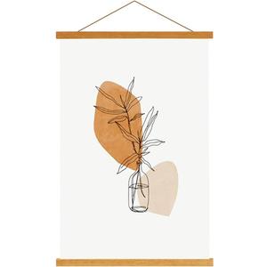Ywlake Magnetic Poster Hanger, 36x48 36x24 36x12 Poster Frame Wood Wooden Magnet Print Posters Dowel Scroll Hanger Hangers Hanging Kit for Walls Map Canvas Artwork (Teak Wood, 36")