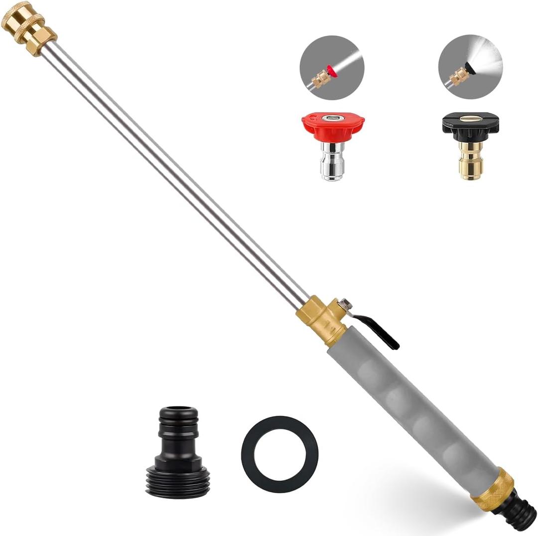2025 Upgraded Jet Nozzle Power Washer for Garden Hose, 2-In-1 High Pressure Wand with 2 Different Nozzles and Quick Connectorhydro nozzle High Pressure Washer Tools For Patio Car Pet Washing(Gray)