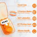 DreamGenius Travel Razors for Women Include 1 Handle and 5 Cartridges, Extra Smooth 5-Blade Travel Essentials Razor with Case for Shaving, Orange
