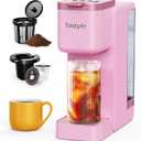 Single Serve Hot & Iced Coffee Maker with Strong Brew, 40oz Removable Reservoir, 6 Brew Sizes, Compatible with K Cup and Grounds, Compact for Home, Office, RV and Dorm, Pink (2.0 Version)