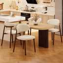 Kitchen Dining Chairs Set of 4 Modern Upholstered Leather Farmhouse Dining Room Chair with Metal Legs, Walnut/Beige