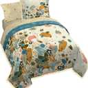 Disney Lilo and Stitch Queen Comforter Set 7 Piece Floral Bedding, Multi