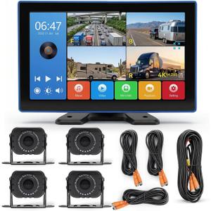 4K RV Backup Camera System, 10.1 in Touchscreen, 4 Wired Cameras