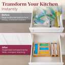 Bamboo Food Storage Bag Organizer for Drawer with Foil & Plastic Wrap Dispenser 4 in 1 Premium Kitchen Drawer Organizer for Gallon, Quart & Sandwich Bags