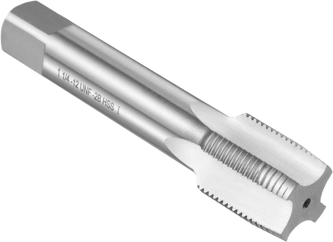 uxcell Hand Taper Tap 1-1/4"-12 UNF 2B Thread Taper Style Taps Straight Flute Screw Tapping Threading Tool High Speed Steel HSS6542