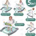 Foldable Baby 5-in-1 Activity Walker - Rocker, Activity Center, Bouncer, Seat Walker, Push Walker - Adjustable Speed Rear Wheels and Height Toys Ages 6-18 Months (Mint Green)