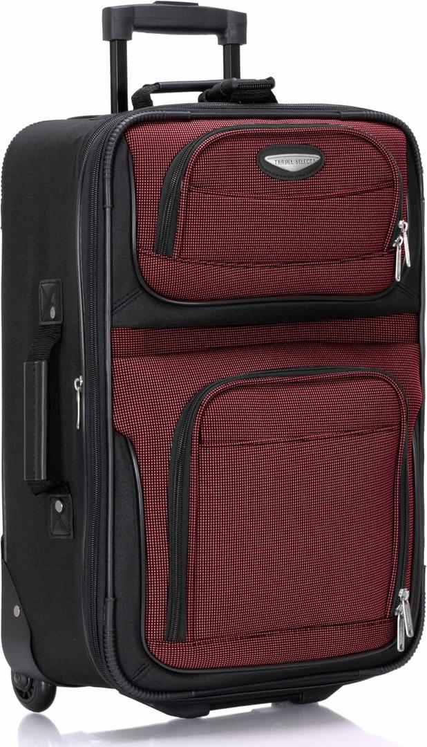 Travel Select Amsterdam Softside Expandable Luggage with Rolling Wheels, Red, 21-Inch Carry-on