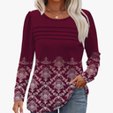 OFEEFAN Long Sleeve Shirts for Women Fall Fashion 2025 Dressy Casual Blouses Trendy Pleated Tunic Tops for Leggings.XL