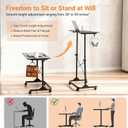 Treadmill Desk, Adjustable Height (28-49 Inch) Rolling Standing Desk with Wheels, Portable Laptop Table for Walking Pad, Spin Bike & Exercise Bike, 31x16 inch Mobile Workstation for Home Office