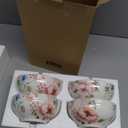 Bico Margret's Garden Cereal Bowls Set of 4, 24 oz Deep Ceramic Soup Bowls for Cereal, Salad, Noodles, Kitchen, Microwave and Dishwasher Safe, Gift for Housewarming and Thanksgiving