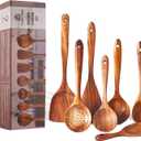 FJNATINH 7-Piece Nonstick Wooden Cooking Utensils Set, Natural and Healthy Kitchen Utensils7 Pcs