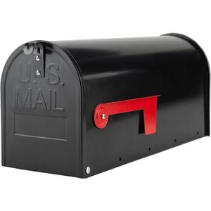Black Metal Mailboxes for Outside Post Mount, Standard Mail Box, Galvanized Steel Heavy Duty Mailbox, Medium Capacity, 19 x 8.7 x 6.7 inches