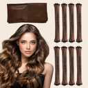 COLAYERIST 9PCS Heatless Hair Curler Velvet, Heatless Curls Overnight Hair Curlers to Sleep in, Overnight Rods Heatless Curls, Gentle Styling Tools Fit for All Hair Types-Brown
