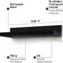 Americanflat 14" Floating Shelves for Wall - Set of 3 - Made of Engineered Wood with Lipped Ledge - Floating Wall Shelves for Bedroom, Bathroom, Kitchen, Office, and Living Room - Black