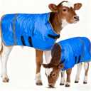 Fleece-Lined Calf Coat  150g Insulated Winter Jacket for Calves & Goats  Blue/Gold  2-Pack