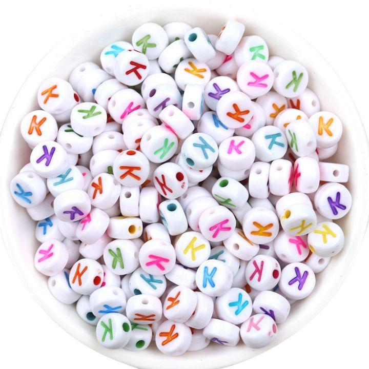 1000pcs Round Letter Beads Acrylic Alphabet Number Beads with 1 Roll Elastic Crystal String Cord for Jewelry Making DIY Necklace Bracelet (7x4mm)