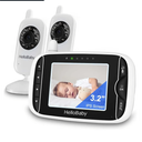 HelloBaby Baby Monitor with 2 Cameras, Baby Monitor No WiFi, Night Vision, 2-Way Audio, Remote Pan & Tilt, 2X Zoom, ECO Mode, 8 Lullabies, Sound Activated Screen