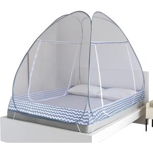 Instant Pop-Up Mosquito Net Tent for Bed | Full Enclosure Design with Ultra-Fine Mesh & Portable Foldable Frame | Indoor/Outdoor Camping, Travel Bed Canopy - Easy Setup & Pack up(Queen Size)