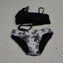 Queenstyle Girls Swimsuits Bikini Set Kids Cutout Bathing Suit Bikini Top Two Piece Girls' Swimwear (13-14 Years, Black)