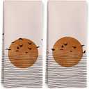 Boho Sunshine Kitchen Towels, Abstract Minimalist Lined Sun Sunset Bird Kitchen Towel Decorative Set, Modern Boho Hand Dish Tea Towels for Bathroom Decor