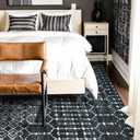 Lahome Moroccan Black Area Rugs 8x10 Living Room Non-Slip Backing Ultra-Thin Large Rug Throw Stain Resistant Dining Room Rugs for Under Table, Geometric Print Modren Soft Rug for Bedroom Office Hana