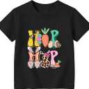 Happy Easter Shirt Kids-Easter for Toddler Boys Girls Tee Tops Hip Hop Easter Shirt Toddler C-Black (Size 110)