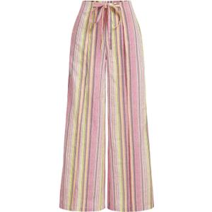 SHENHE Women's Linen Striped Wide Leg Palazzo Pants Casual Drawstring Waist Loose Long Trousers (M)