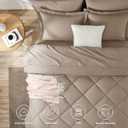CozyLux Queen Comforter Set Khaki - Bed in a Bag Queen Size 7 Pieces, Luxury Soft Bed Set for All Seasons, Bedding Set with Down Alternative Comforter, Sheets, Pillowcases & Shams