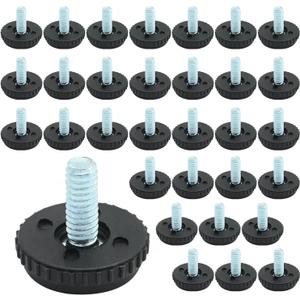32 Pcs 1/4-20 Stainless Steel Adjustable Furniture Levelers Screw in Threaded Leveling Feet for Furniture Glide Leveling for Table Chair Cabinet Legs