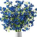 TOCHGREEN 10PCS Artificial Silk Flowers with Long Stems Faux Bulk Babys Breath Flowers Fake Silk Flowers Bouquet for Floral Arrangement Tall Vase Home Wedding Table Centerpieces Decor (Blue)