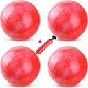 4 Pcs Playground Balls with Pump, 9 inch Inflatable Bouncy Balls for Kids, School, Beach, Kickball DodgeBalls and Indoor Outdoor Plays (red)