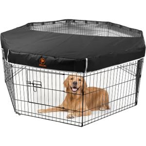 PJYuCien Dog Playpen Mesh Top Cover, Fits 24 Inch 8 Panels Regular Octagon Metal Exercise Pet Pen, Adhesive Tape Connections, Black (Note: Cover Only, Fence Not Included)