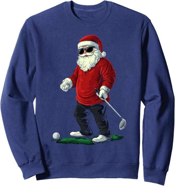 Santa Playing Golf Christmas Golfer Xmas Sweatshirt Small