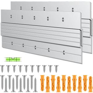 Uniclife 2 Pairs 12 Inch French Cleat Hanger 80 lbs Load Heavy Duty French Cleat Picture Hanger Aluminum Alloy Mirror Hanging Hardware Wall Mounting Bracket Interlocking Z Bar Clip with Bubble Level