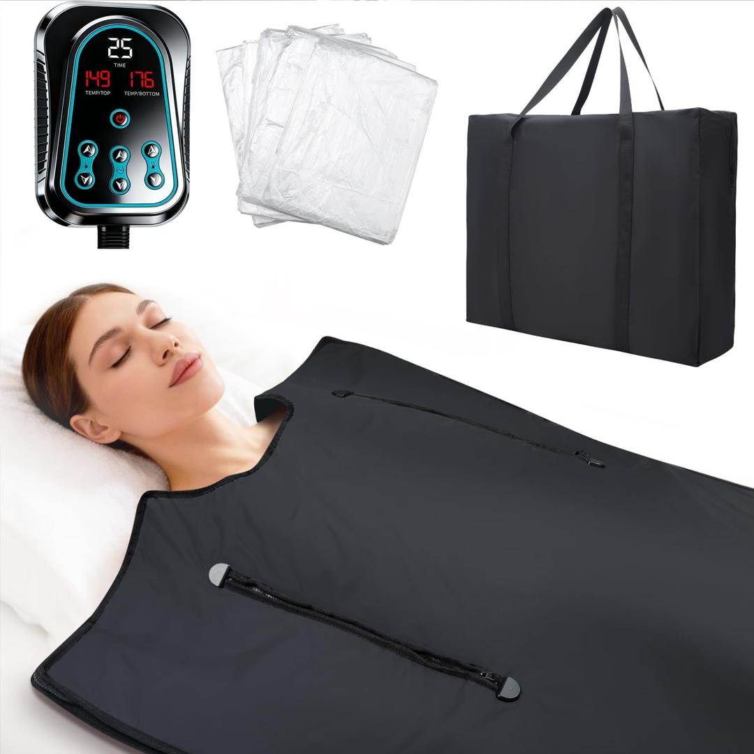 GENERAL ARMOR Dual-Zone Far-Infrared Sauna Blanket for Home Wellness – 176°F Fast Heating, Full-Body Detox, Muscle Recovery & Relaxation, Adjustable Temperature Timer, Portable
