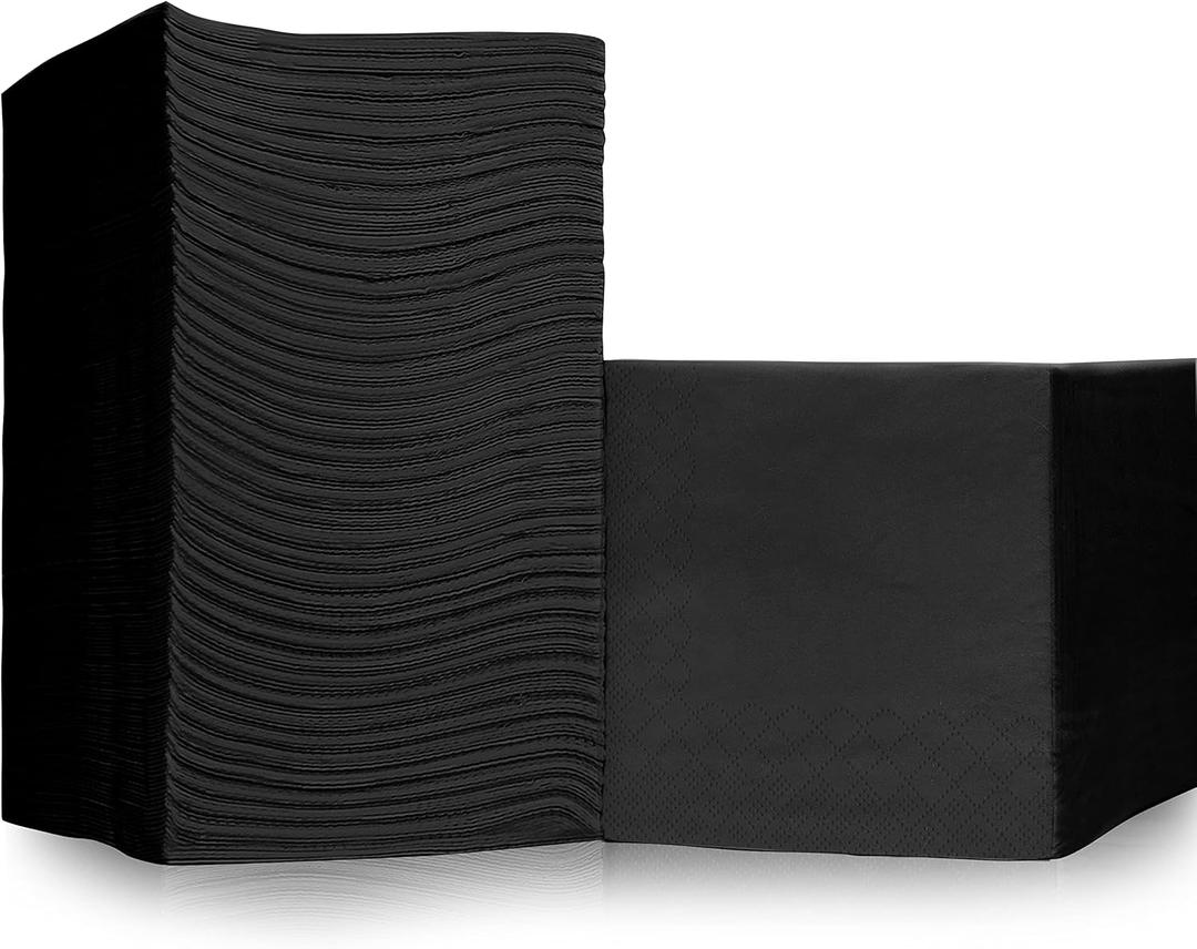 500 Pack Cocktail Napkins Paper - Quality 3-Ply Black Beverage Napkins - Restaurant, Event, Bar Napkins - Perfect Size Dessert Napkins - Party Napkins Bulk - Elegant Wedding Napkins Disposable