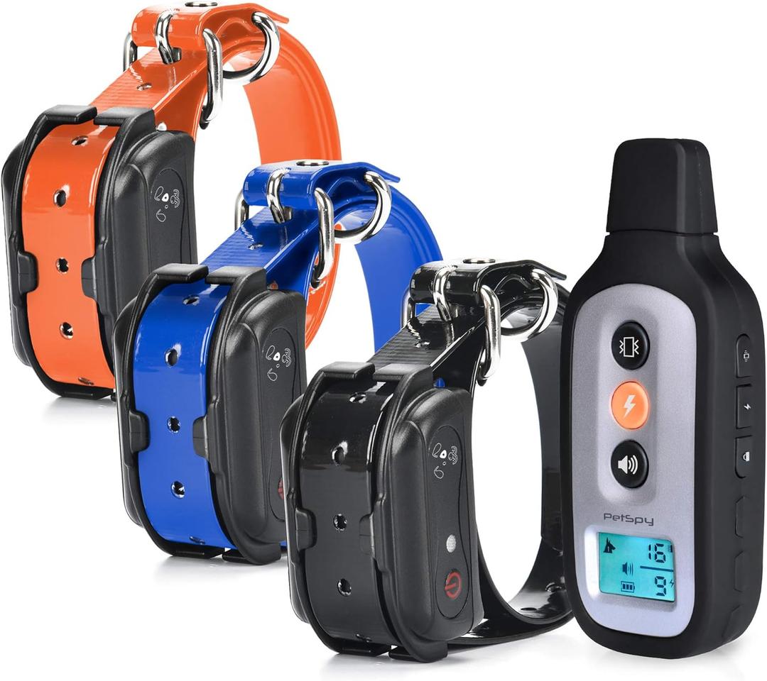 PetSpy XPro 3 Dog Training Shock Collar for 3 Dogs, 1000 Yards, Small to Large Dogs, with Vibration, Electric Shock and Beep, Waterproof, Remote Trainer (Three Dogs)