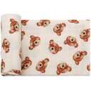 LifeTree Muslin Baby Swaddle Blankets, Boys Girls Muslin Swaddling Wrap Receiving Blanket for Newborn, 70% Viscose from Bamboo and 30% Cotton, Large 47" x 47", Bear Head Pattern