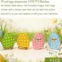 3 x 4 Pcs Easter Decoration Wooden Egg Table Tiered Tray Decor - 3.1"x3.9" Pastel Polka Dot Wood Egg Signs for Home Spring Party Centerpieces Kitchen Mantel Decor