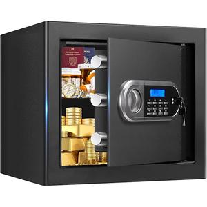 1.8 Cubic Feet Small Fire Safe Box for Home Use, Fireproof Security Money Safe with Digital Keypad, Spare Keys and Removable Shelf, Personal Document Safety Box Fireproof Waterproof for Cash Valuables