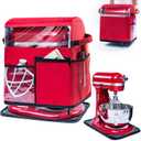 BAGSPRITE Stand Mixer Cover with Detachable Appliance Sliders Base Compatible with KitchenAid Mixer-Storage Bag for 4.5/5 Quart with Pockets for Kitchen Aid Accessories and Attachments (Red)