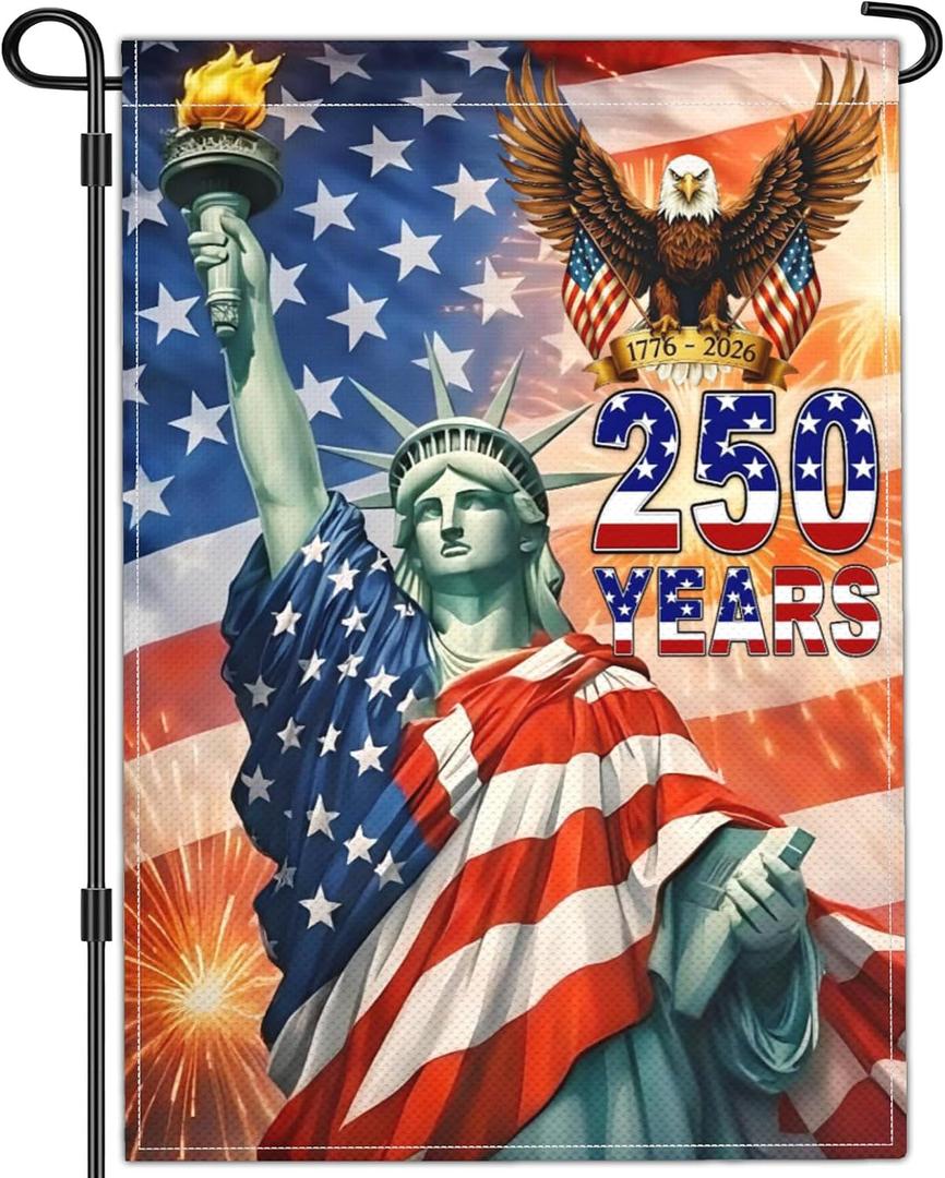 NASIAN 250 Year American Anniversary Flag 250th Anniversary USA Merchandise Garden Flag Patriotic 4th of July Eagle Yard Garden Flags For Outside 12x18 Inch Double Sided Outdoor Banner Decorations