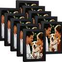 HappyHapi 5x7 Picture Frames Black Set of 10, Tabletop or Wall Display Pictures 4x6 with Mat or 5x7 Without, Multi Photo Frames Collage