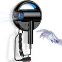 110V Hotel Wall Mounted Hair Dryer for Bathroom（with Night Light） Professional Styling HairDryer for Salon【Blue Light Negative Ions】 Fast Drying Restroom Blow Dryer，Matte Texture - Graphite Ash