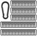 MIVIDE 100 Pack M4 Black Carabiner Clip Spring Snap Hook, 1.57 Inch Heavy Duty Small Snap Hooks Carabiner Quick Link Clip for Camping Hiking Traveling Outdoor Swing Gym, 110Lbs Capacity
