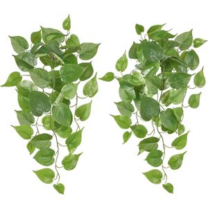 Mkono Fake Hanging Plants, 2pcs Artificial Plants for Home Decor Indoor Fake Vines Greenery for Bedroom Wall Living Room Bathroom Kitchen Office Christmas Decor, Pothos(No Flowerpot)