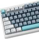 126 Keys PBT Double Shot Keycaps, Grey Blue Minimalist Keycap Set, Slate Cyan Cherry Profile Keycaps for Mechanical Keyboard 60% 65% 75% 100% Cherry MX Switches